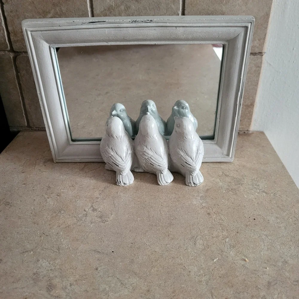 vintage Pier 1 Imports Three Little Birds Tabletop Mirror 8